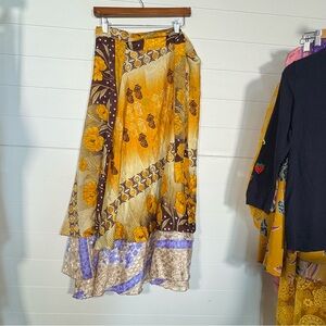 WAYAN Silk Sari Magic Wrap Skirt or Dress One Size